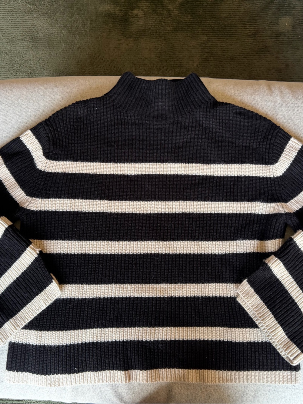 & Other Stories Black and Cream Striped Turtleneck Sweater
